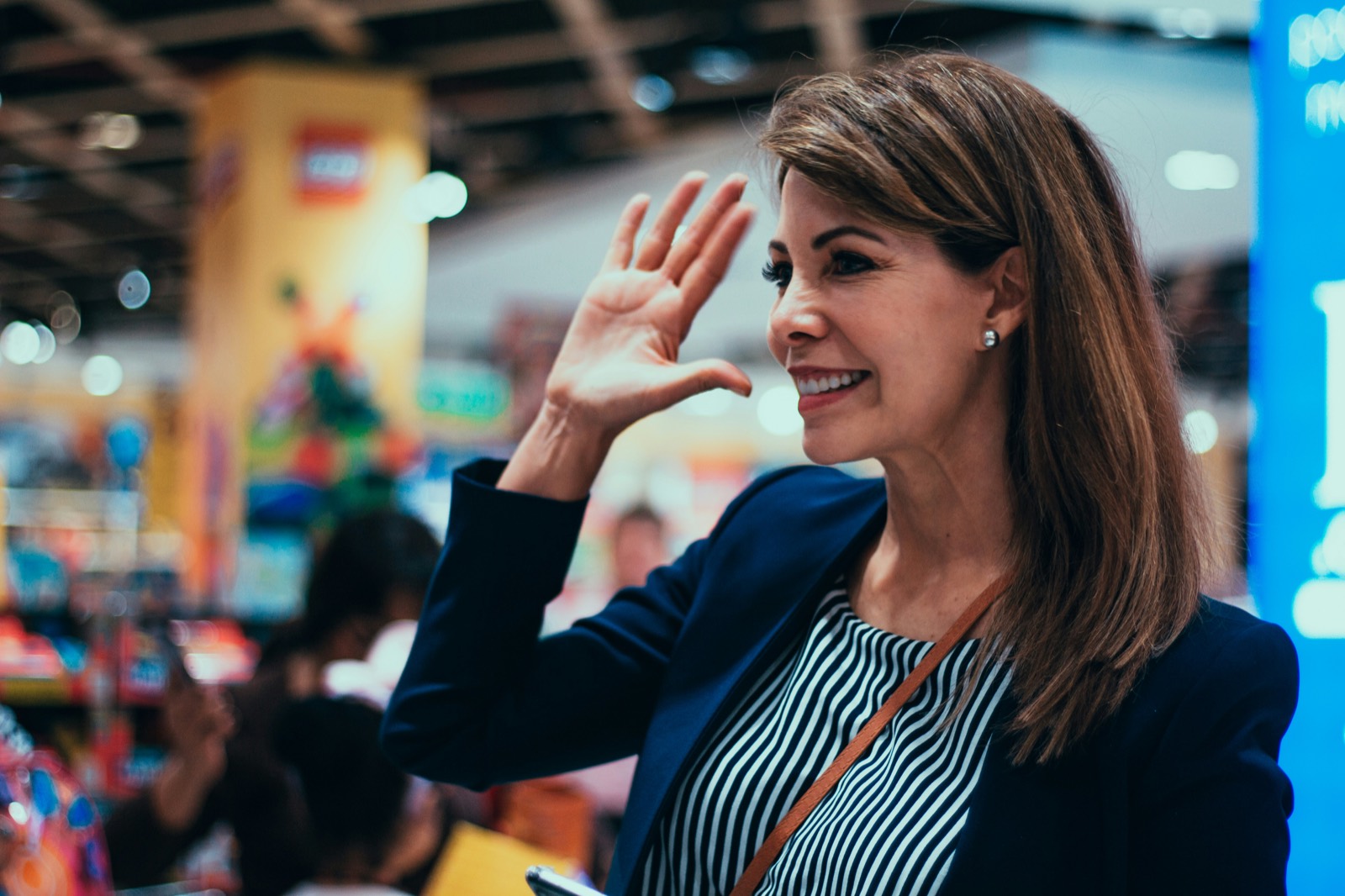 Women greeting each other at a conference